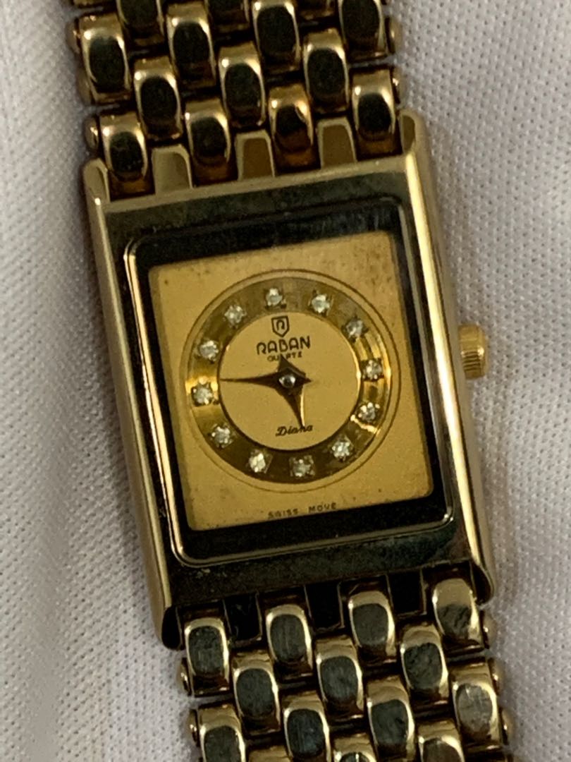 Jam Raban swiss authentic diamond bazel mesin Rhonda swiss 23K lapis emas mewah replace box 28 mm x 20 mm mulus 95 OK serius only no php Fesyen Wanita Jam Tangan di Carousell