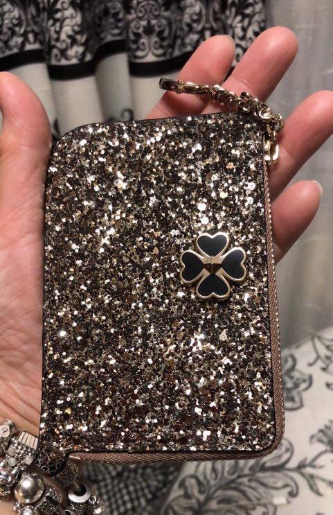 kate spade odette glitter card holder