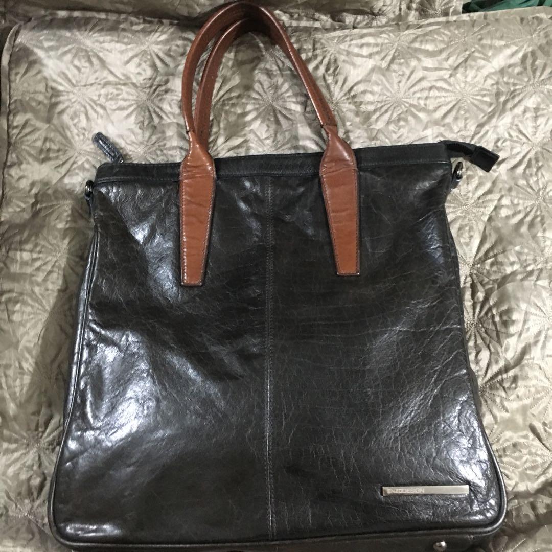mens leather tote