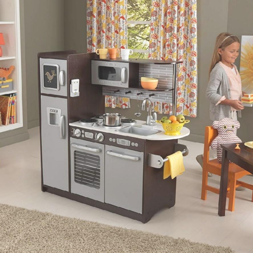 Kidkraft large on sale espresso play kitchen