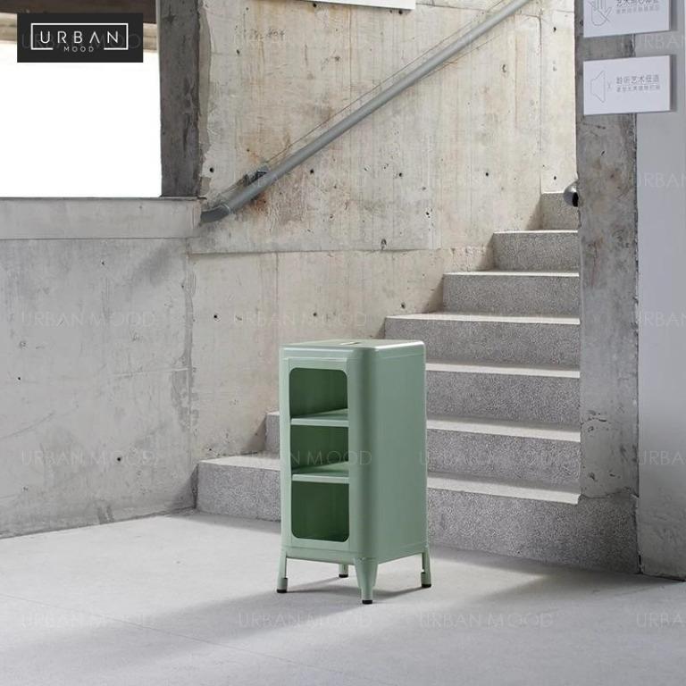 PORTIA Industrial Matte Finish Stool / Side Table, Furniture & Home