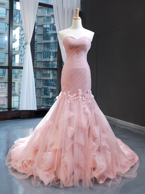 Pink wedding deals dress mermaid