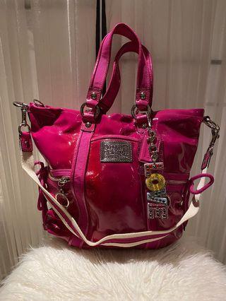 Coach Hot Pink Patent Tote with Crossbody Strap Coach Hot Pink Patent Tote with Crossbody Strap