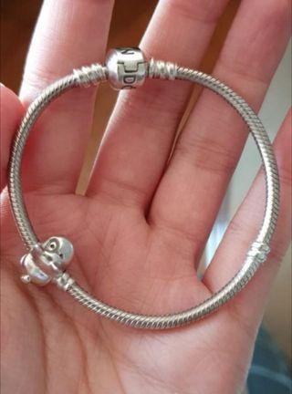 Pandora Necklace, bracelet, earrings and charm