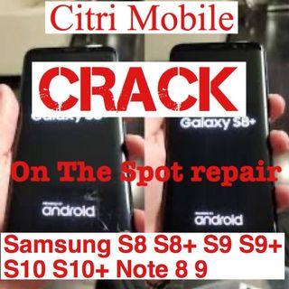 Samsung S8 S10 Note 9 iPhone Crack Screen LCD Battery Repair