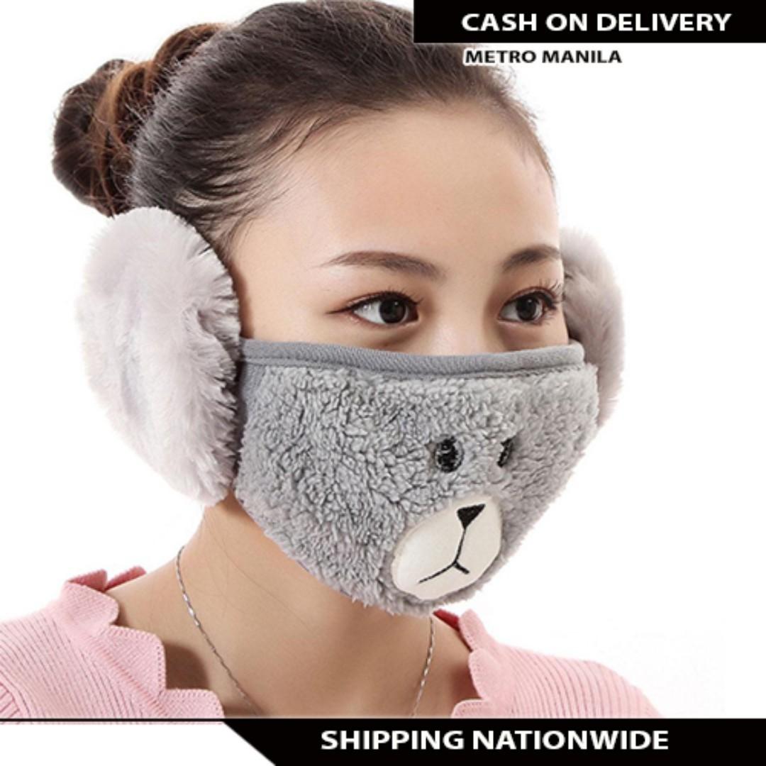 2 In 1 Unisex Winter Ear Warmers Mask Adjustable Plush Lovely