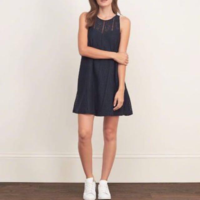 Abercrombie lace swing dress navy a f Women s Fashion Tops Sleeveless on Carousell