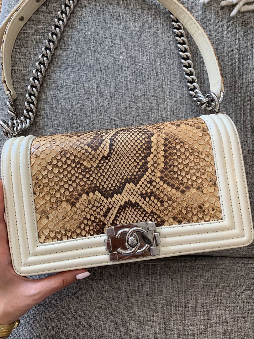 SALE Authentic Chanel boy bag python skin medium Luxury Bags