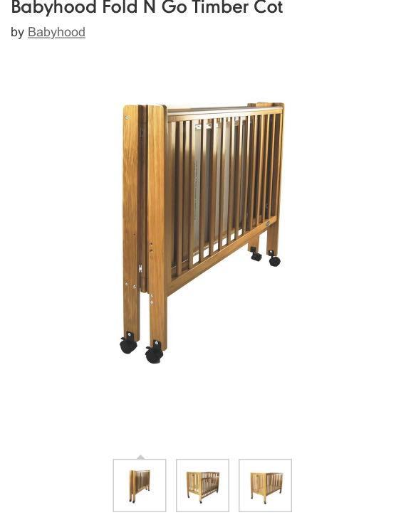 Babyhood foldable timber baby cot + free mattress n bumper! , Babies