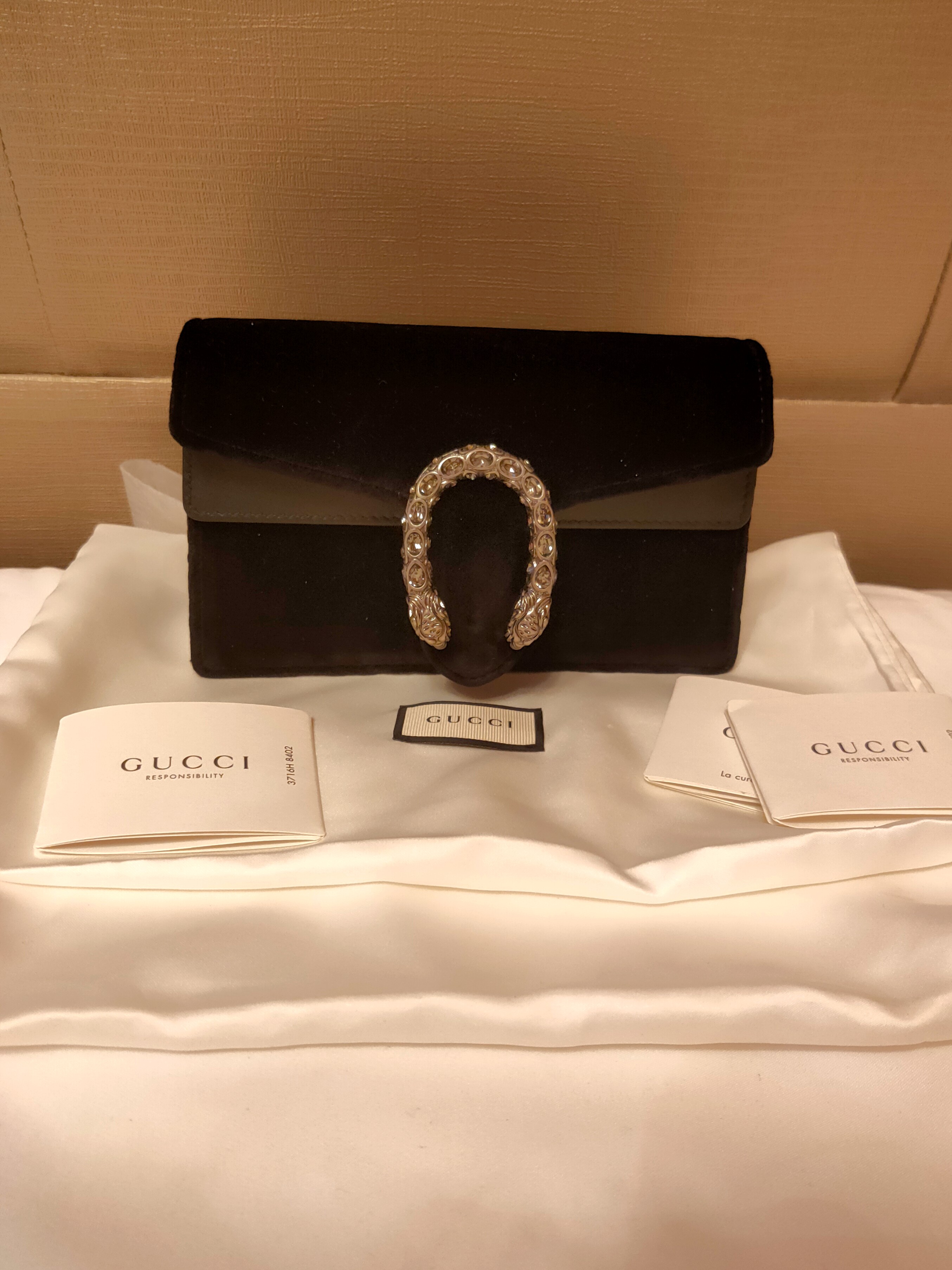 Brand new Gucci Dionysus Black velvet Super mini Luxury Bags