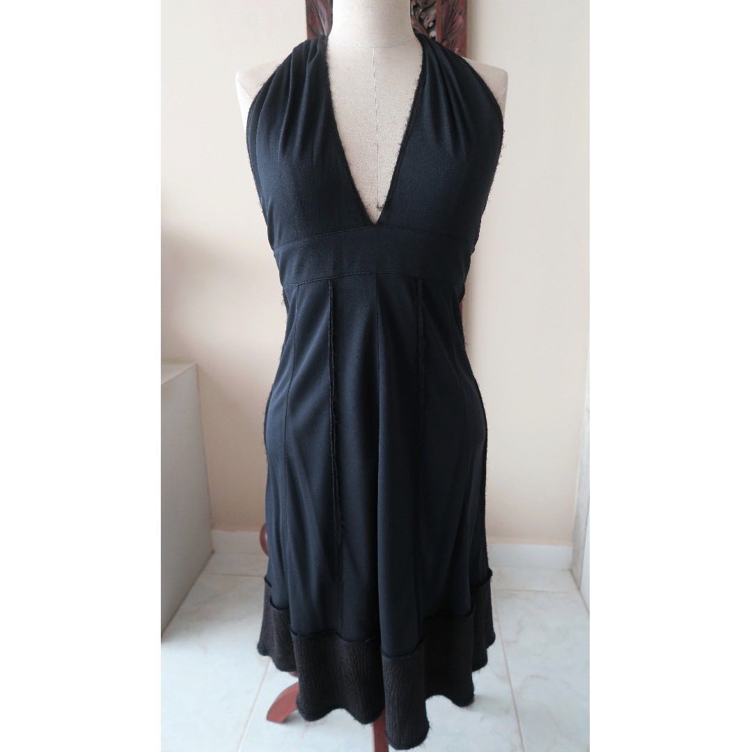 black silk backless dress
