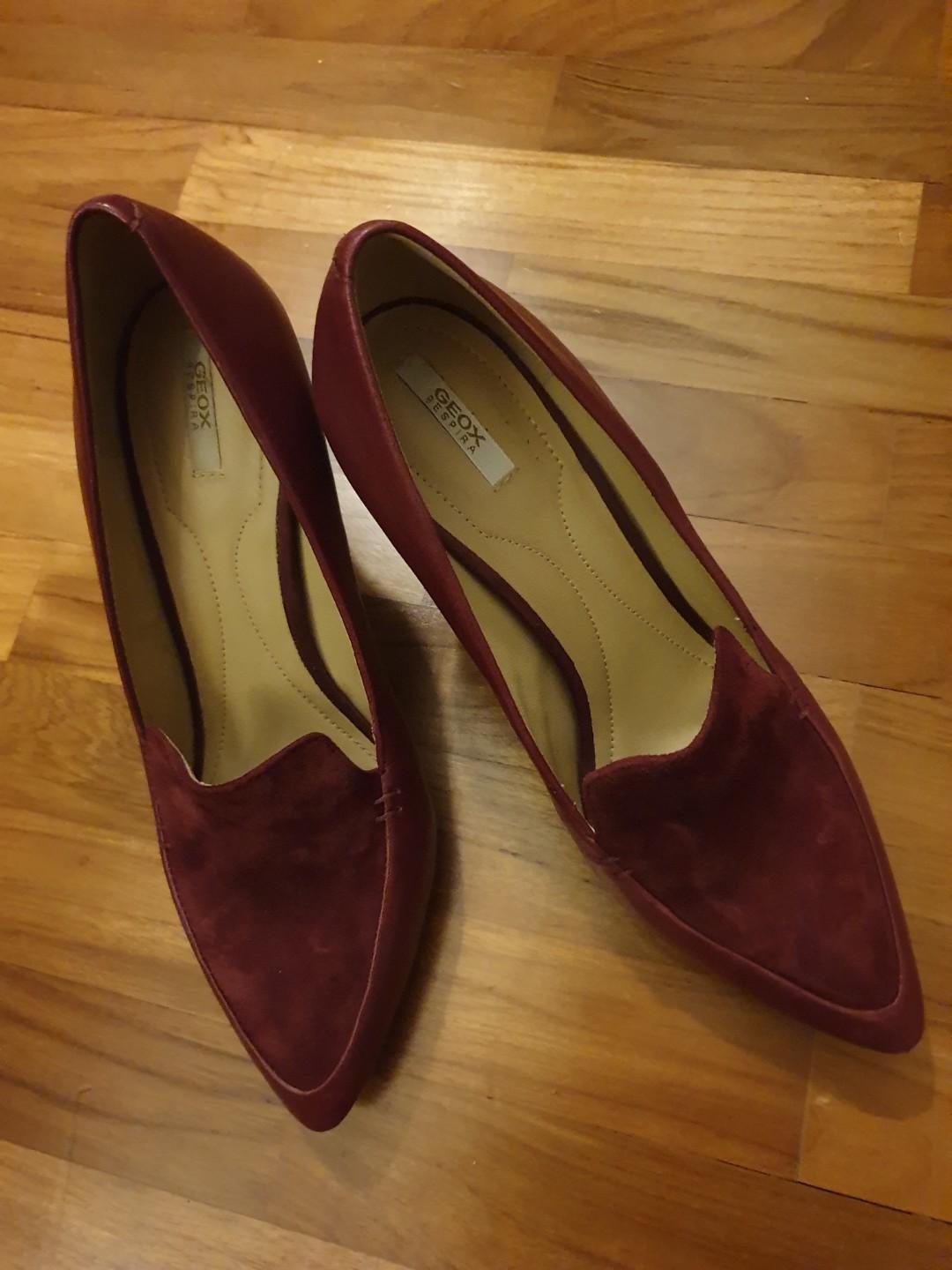 Geox Respira burgundy Italian heels (size 39), Women's Fashion, Footwear, Heels on Carousell