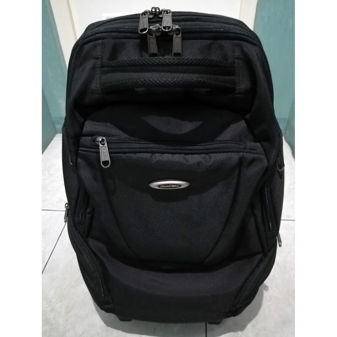 Hawk Backpack Trolley (Black) (Category: Backpacks) located in Bacoor. Submitted by silverearth_1b55dd (Listing ID 265637425, Image 1). Description: Hawk Backpack Trolley (Black) REPRICED DOWN TO PHP 1,400 * Details: - Used but in great working condition. - Original Hawk Backpack Trolley in Black Color. Trolley can be separated from Back Pack, ideal for Laptops. - Size is = Length x Width x Height: 15" x 10" x 21" - Listed price is "Last Price", 
