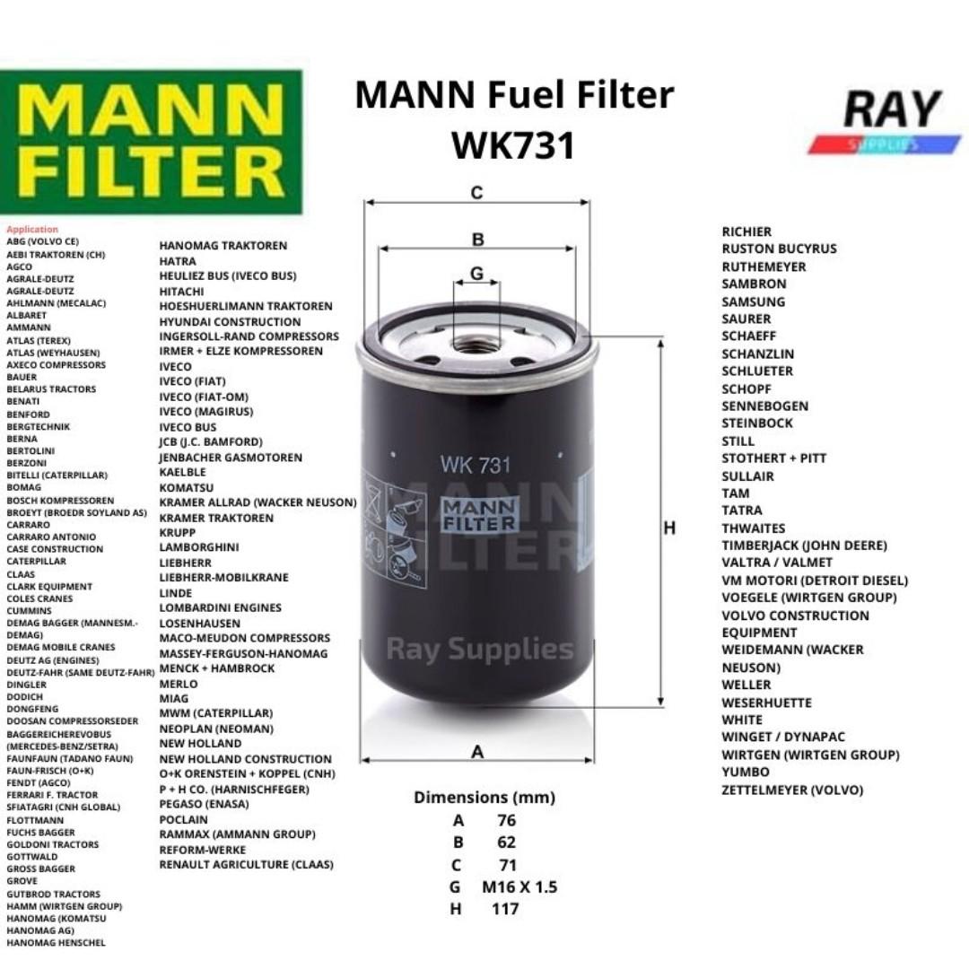 High Quality Mann Fuel Filter Wk731 Wk 731 1160243 1161582