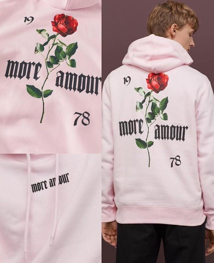 amour pink hoodie with rose