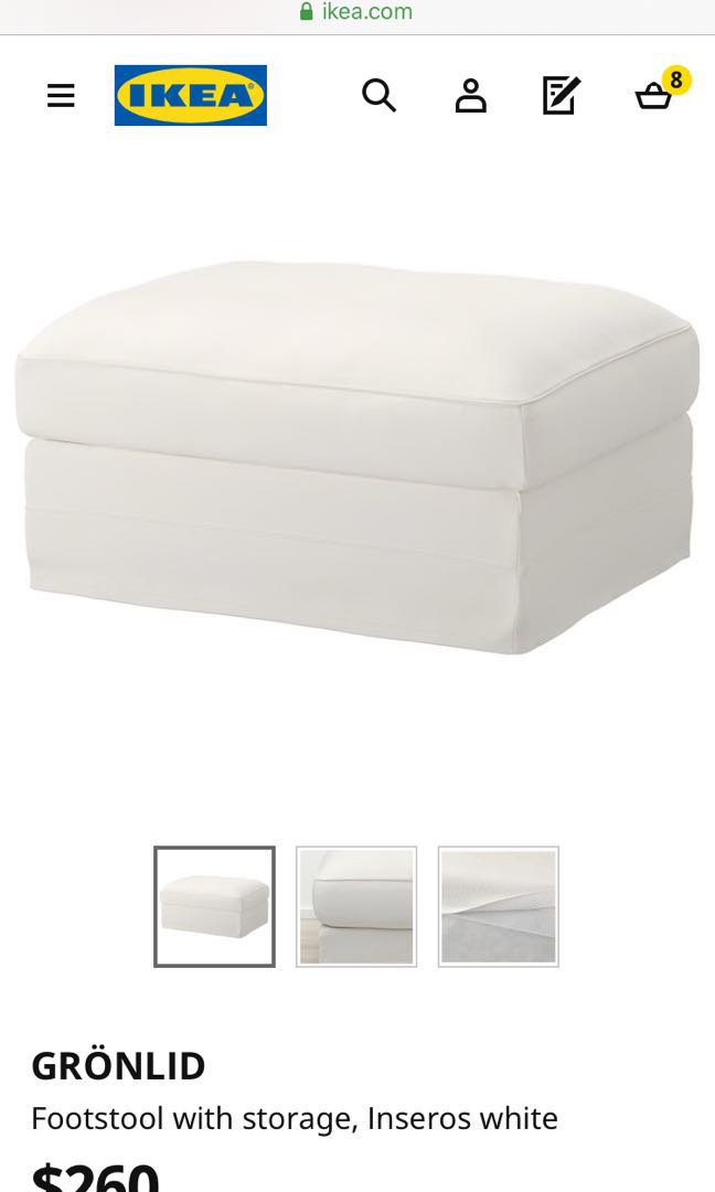 Ikea Gronlid Footstool with Storage (original price 260), Furniture