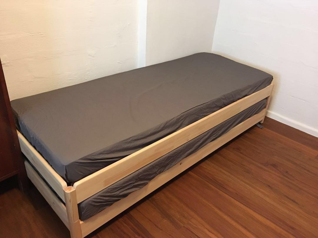 utåker stackable bed with 2 mattresses pine husvika