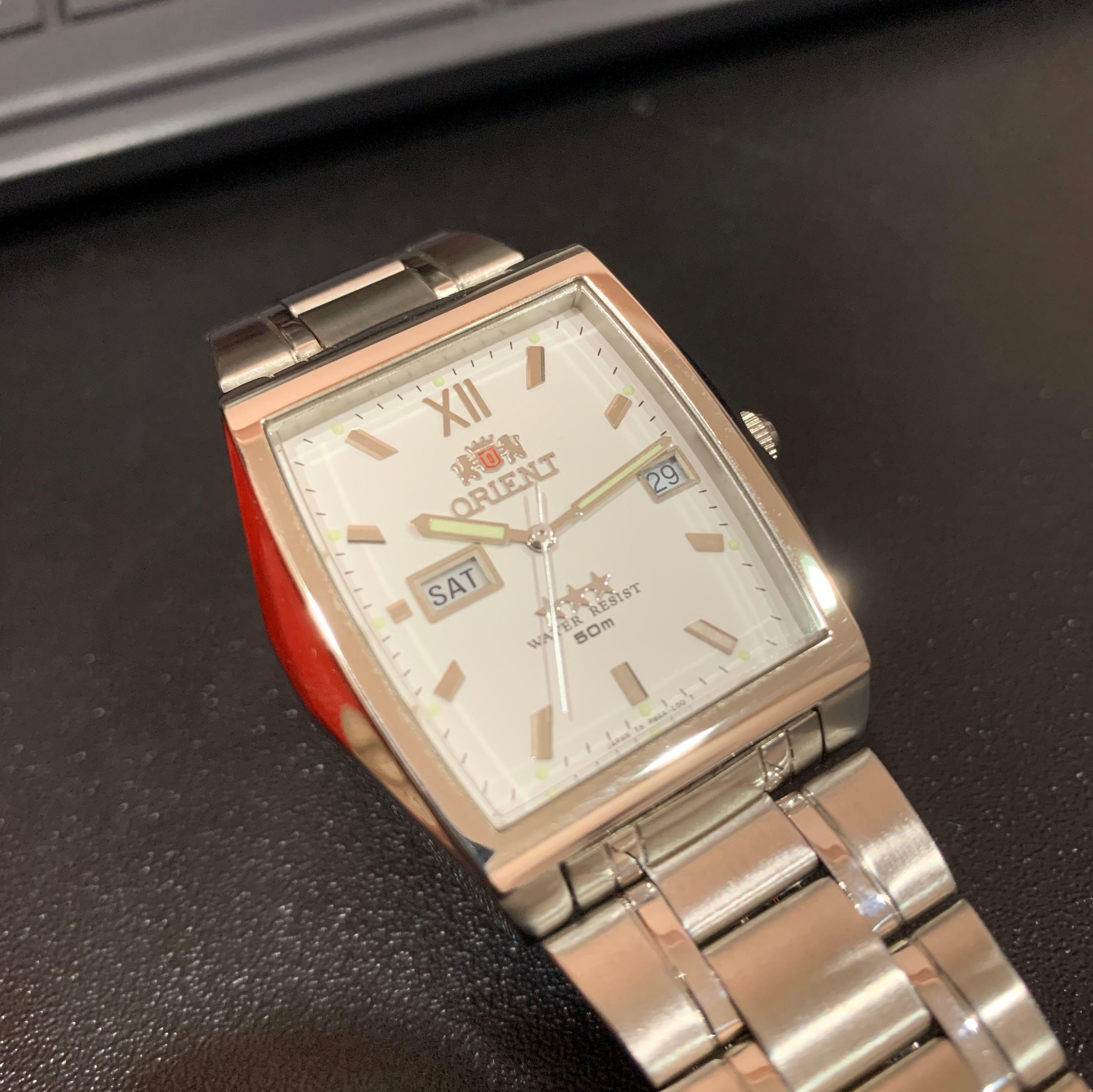 Orient Square Two Windows Day Date Automatic Watch