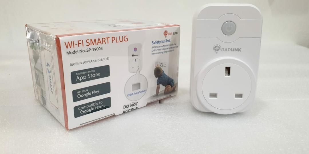 Smart Plug (Category: Electrical, Adaptors & Sockets) located in Singapore. Submitted by ryansiaa (Listing ID 265765552, Image 4). Description: RAPLINK'S Smart Plug Complies with IMDA and has Safety Sticker Enjoy full control of your Smart Plug with features such as : Remote control of your plug Voice control (via google home etc) Fully customisable scheduling Timer to on/off plug Price is inclusive of 1 year warranty.