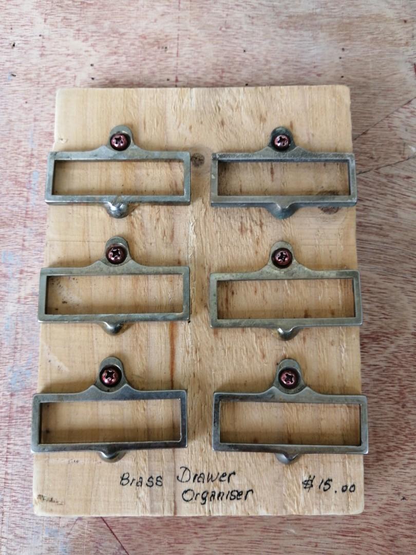 Vintage Brass Drawer Label Holders, Hobbies & Toys, Memorabilia