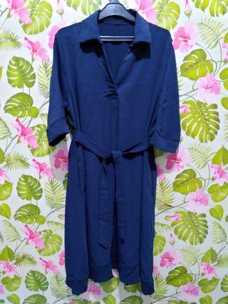 Big Size Midi Dress Navy / Biru Dongker