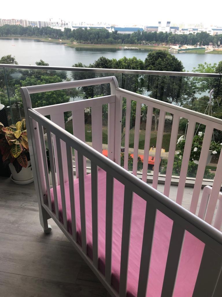 babymore eva sleigh cot bed grey