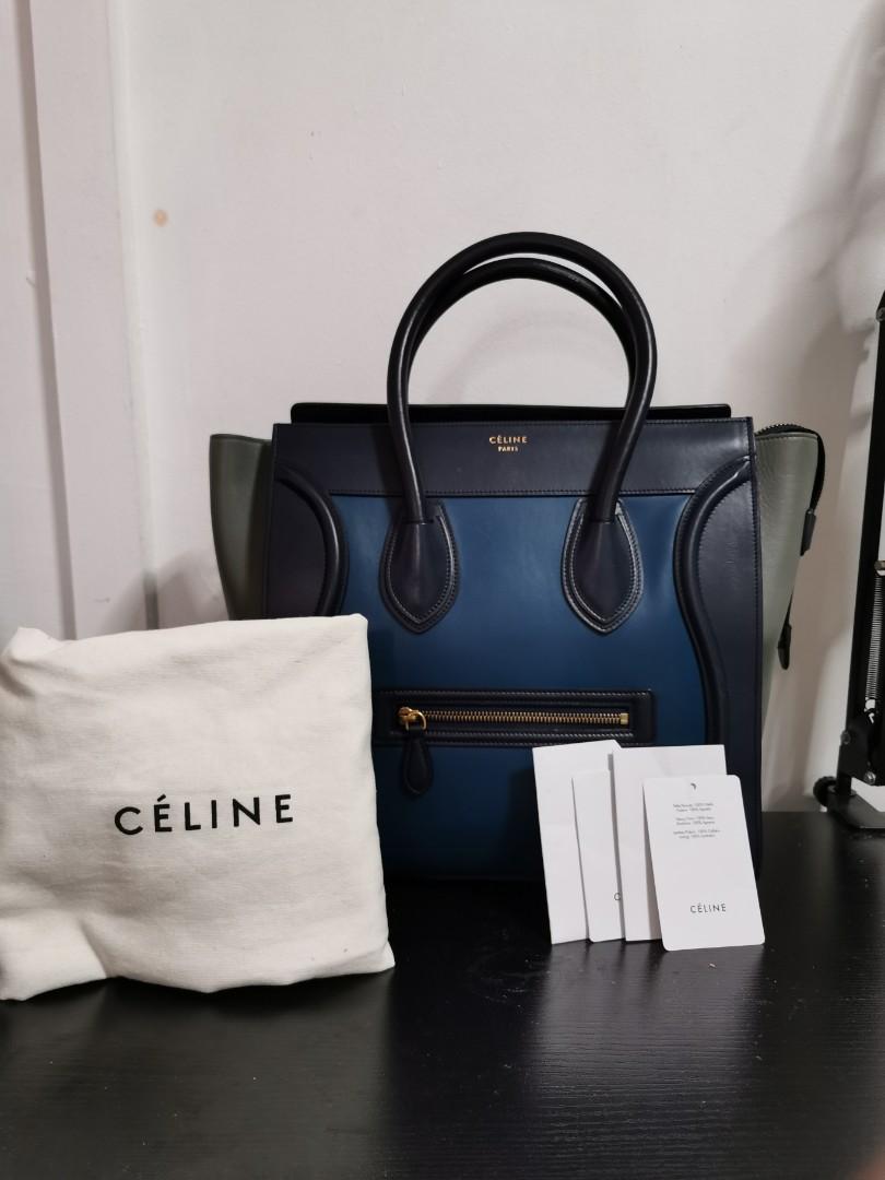WKND FAST DEAL Celine Navy Blue Tricolor Mini Luggage Pre Fall 2014