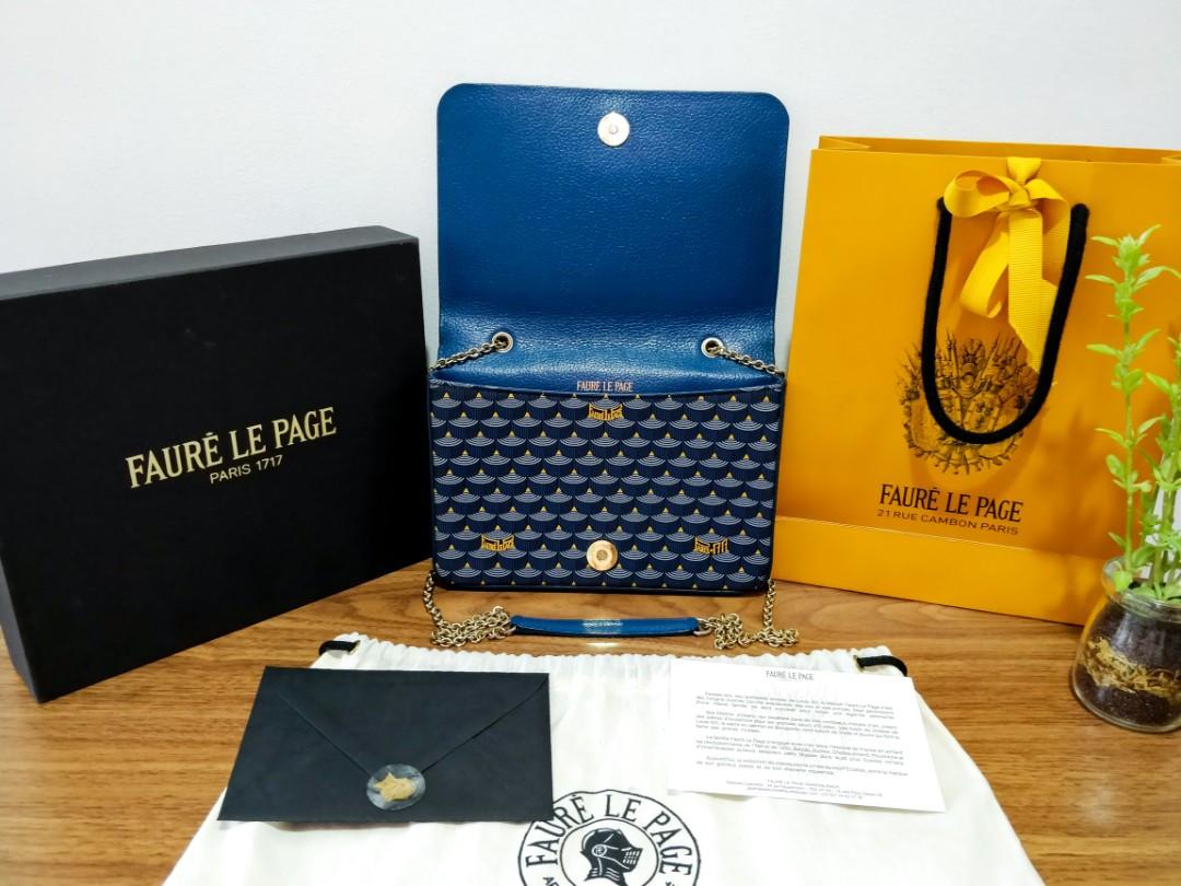 Faure Le Page Blue Leather Calibre 21 Top Handle Bag Faure Le Page