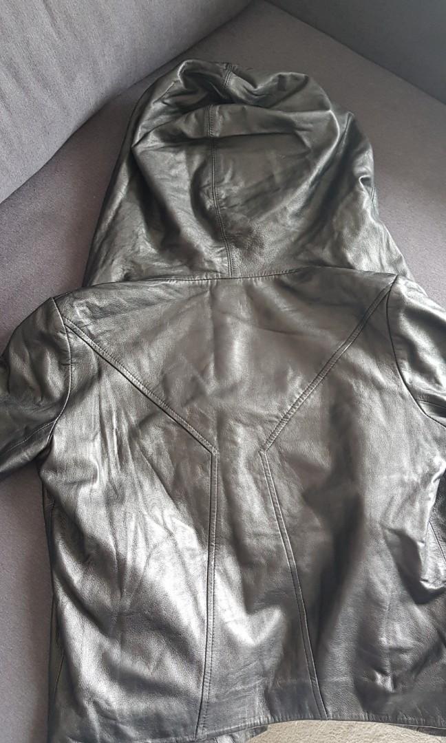 Helmut Lang Hooded leather jacket for SALE Women s Fashion Coats