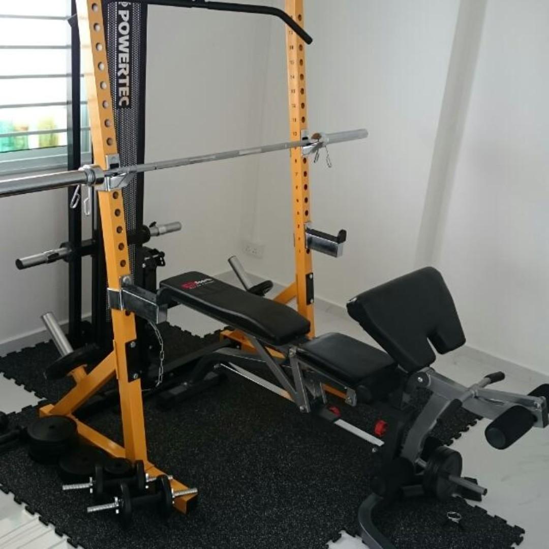 Powertec half rack with lat tower sales
