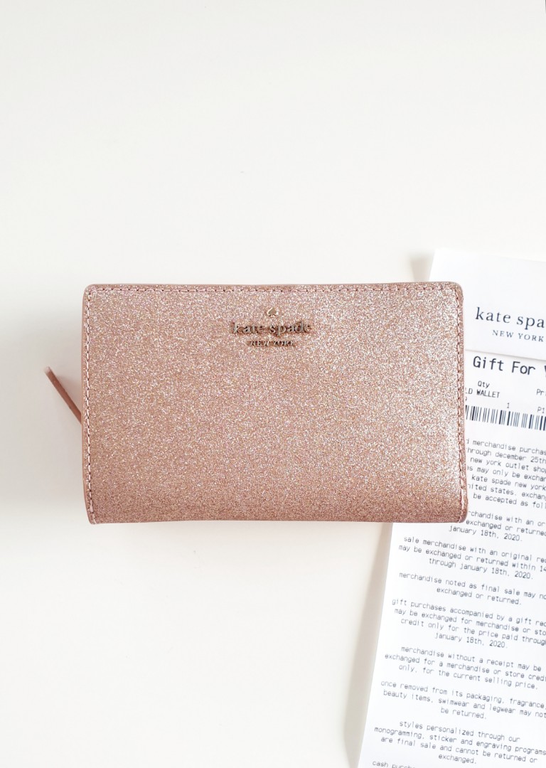 Kate spade glitter sales wallet rose gold