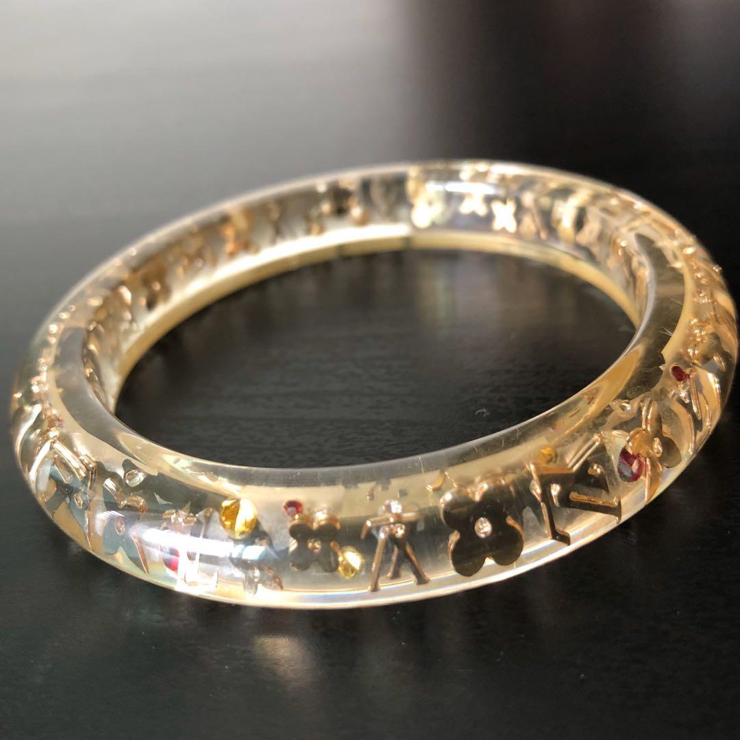 LOUIS VUITTON Brasselet Inclusion Bangle Bracelet Clear Gold Resin  Rhinestone