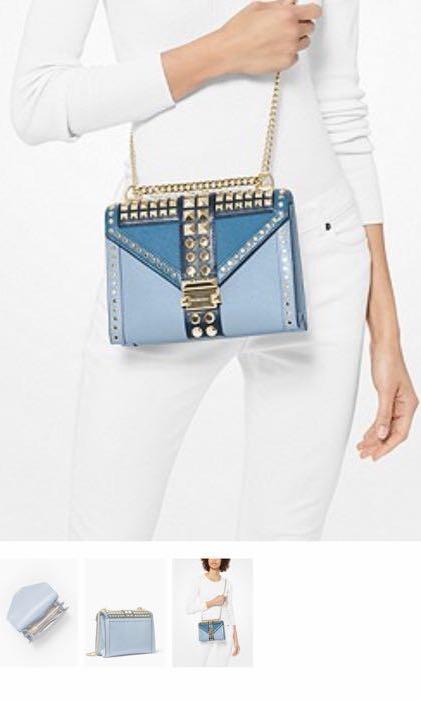 whitney large studded saffiano