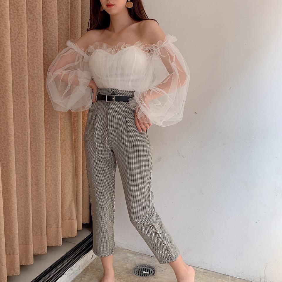 Off shoulder white mesh top Women s Fashion Tops Sleeveless on