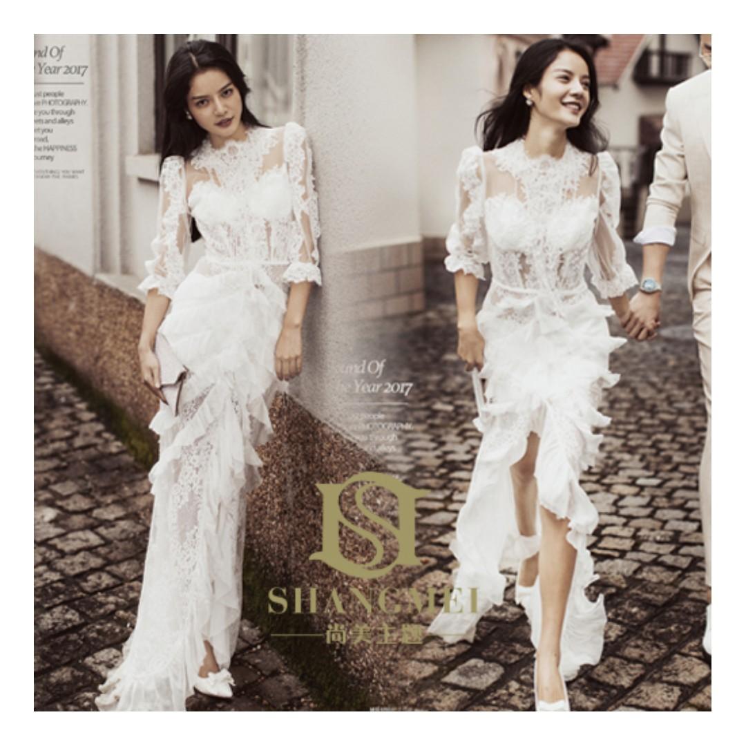 Pre order white boho slit wedding bridal prom evening dress gown photoshoot RB1538