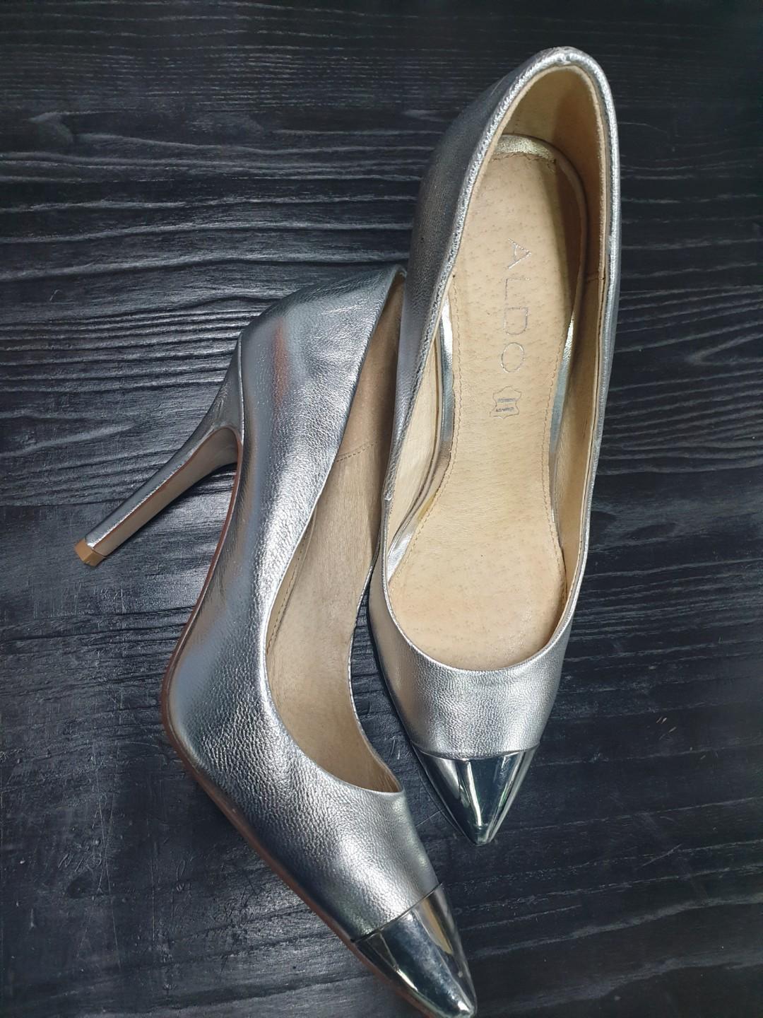 satin silver shoes