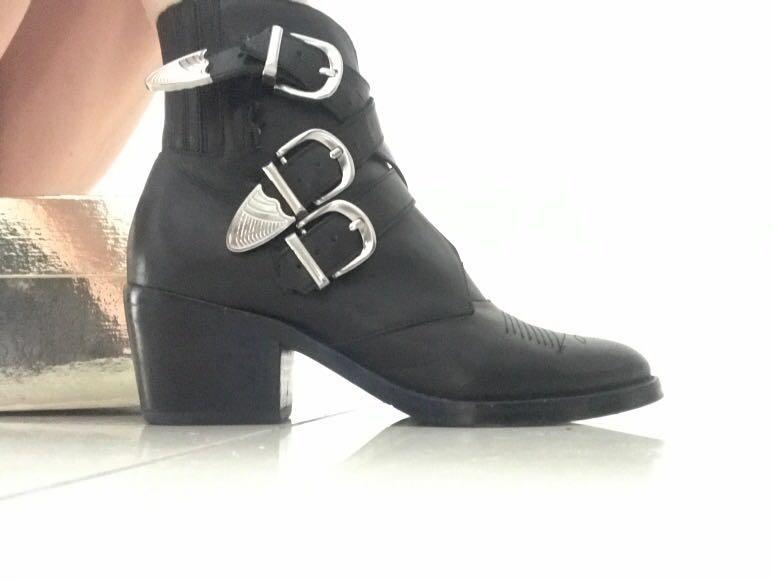 double buckle boots silver
