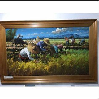 Rice Harvest Oil Painting by MIKE HERRERA