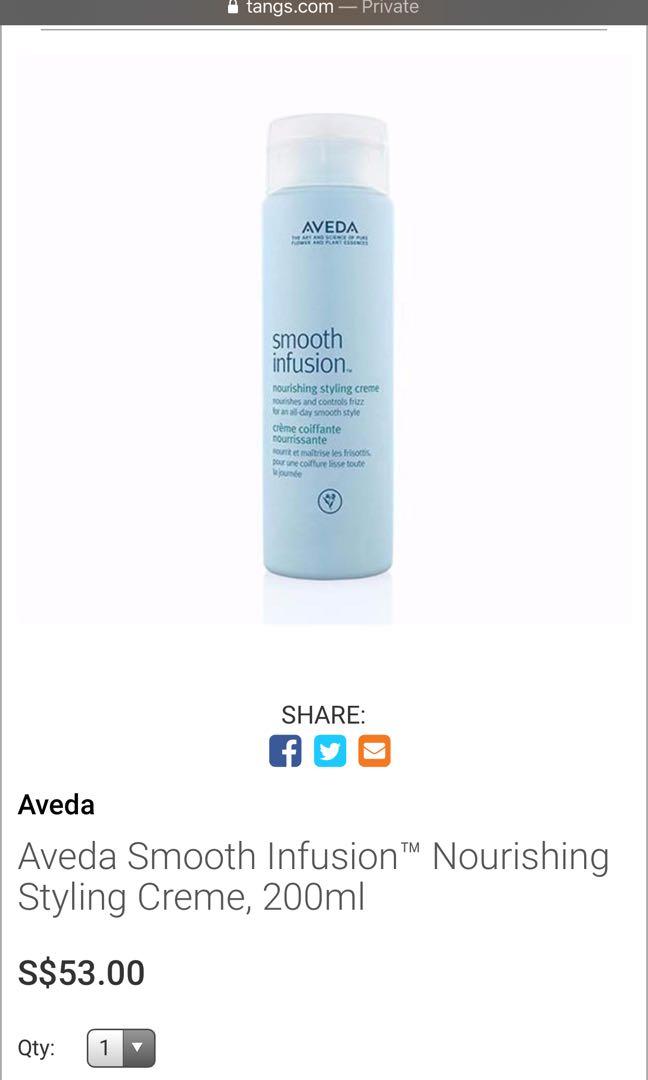 Aveda Smooth Infusion Nourishing Styling Creme Health Beauty Hair Care On Carousell