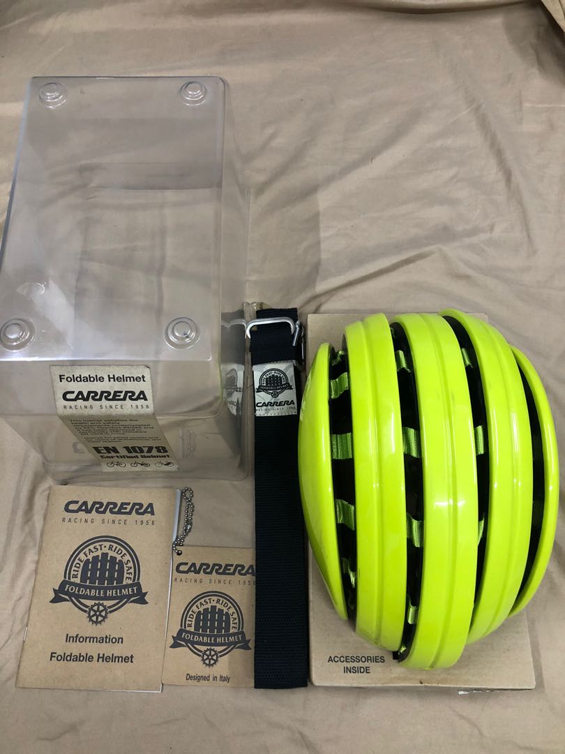 Carrera Foldable Helmet E00466 Lime Green Fixie BNDS, Sports Equipment,  Other Sports Equipment and Supplies on Carousell