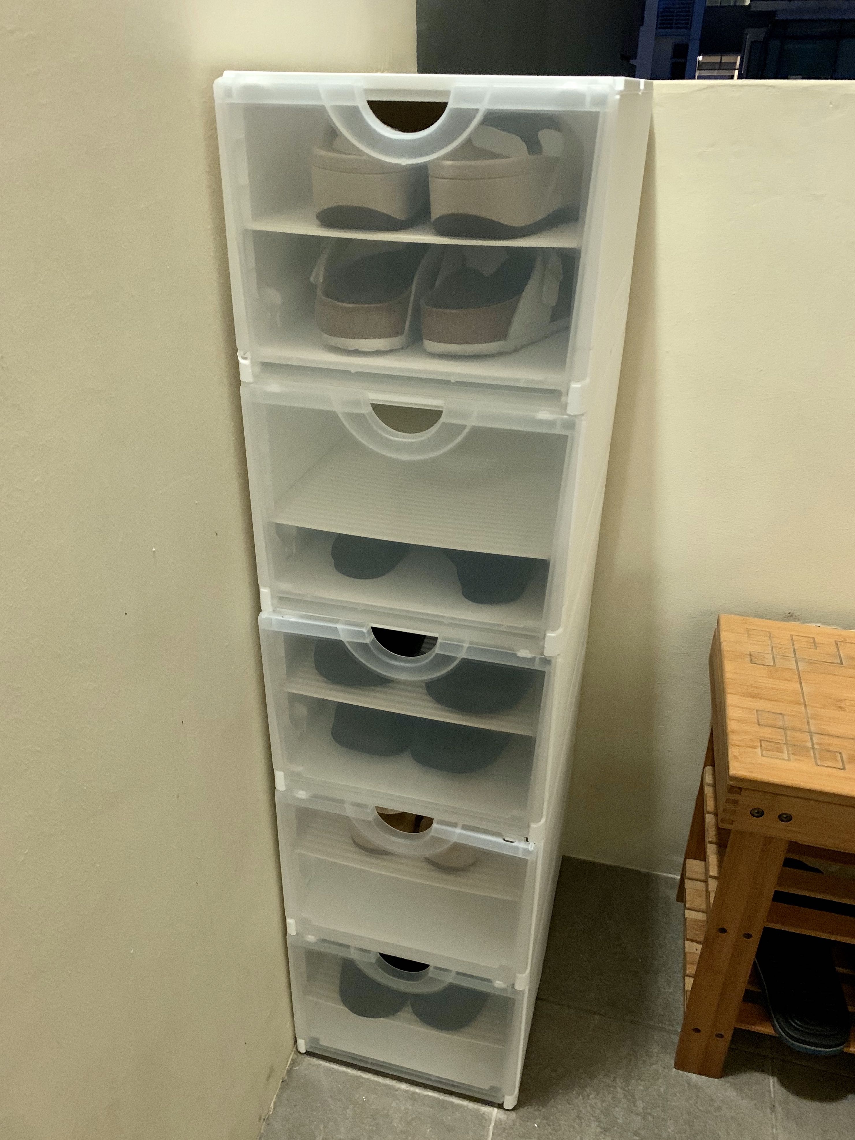 stackable shoe box drawers on Collapsible Stackable Shoe Box Drawer Furniture Shelves Drawers On Carousell