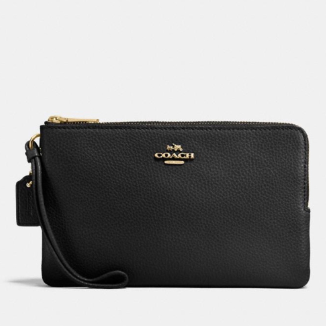 Coach Double Zip Wallet in Black, Women's Fashion, Bags & Wallets
