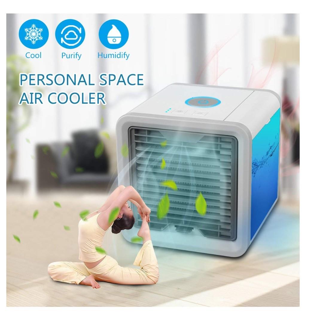 Air Cooler GESUNDHOME Personal Space Air Cooler Humidifier & Purifier with 7 Colors LED Lights 3-in-1 Portable Mini Air Cooler 