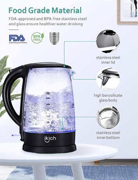 Ea Kettle 1.5L Electric Kettle, Double Wall Hot Water Boiler BPA-Free, Quiet  Boil and Cool Touch Tea Kettle, with Auto Shut-Off & Boil Dry Protection,  1800W Fast Boiling 220v