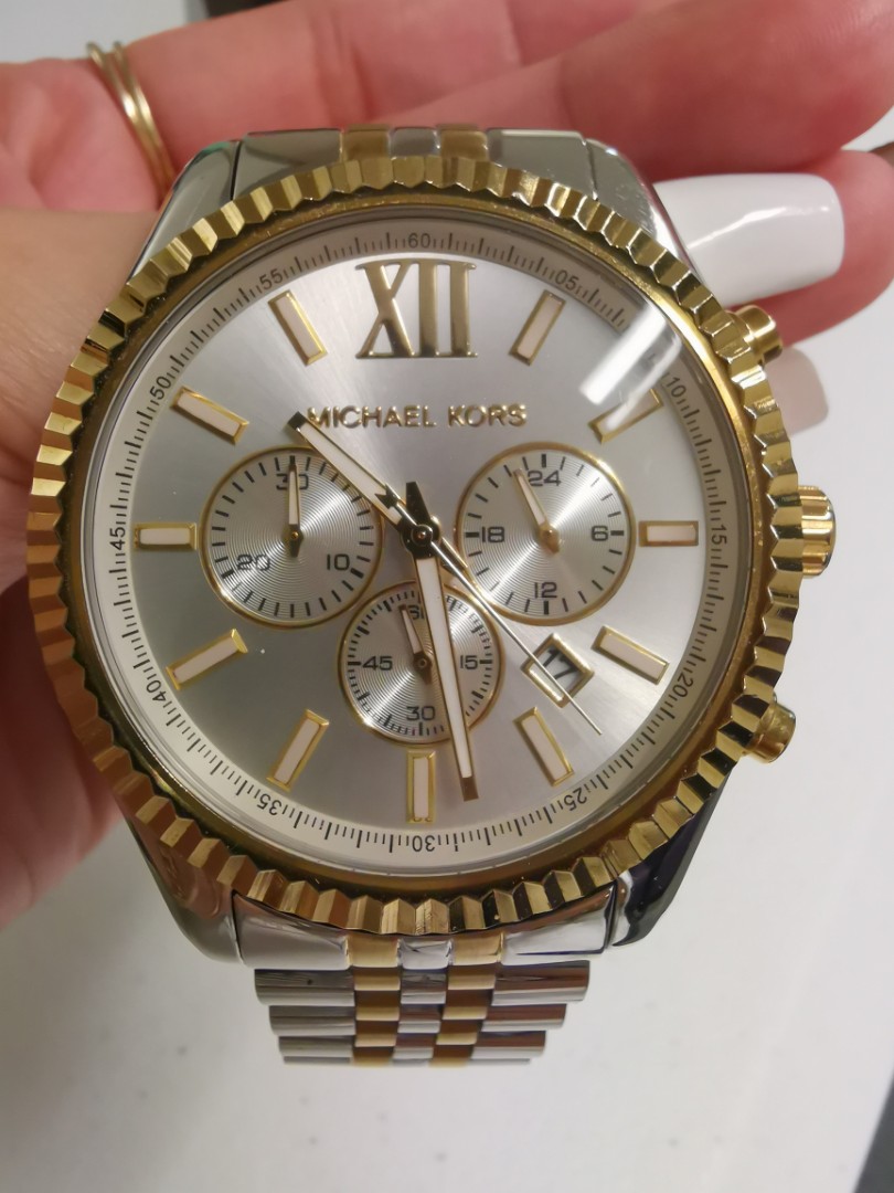 MICHAEL KORS LEXINGTON CHRONOGRAPH TWO TONE OVERSIZED WATCH