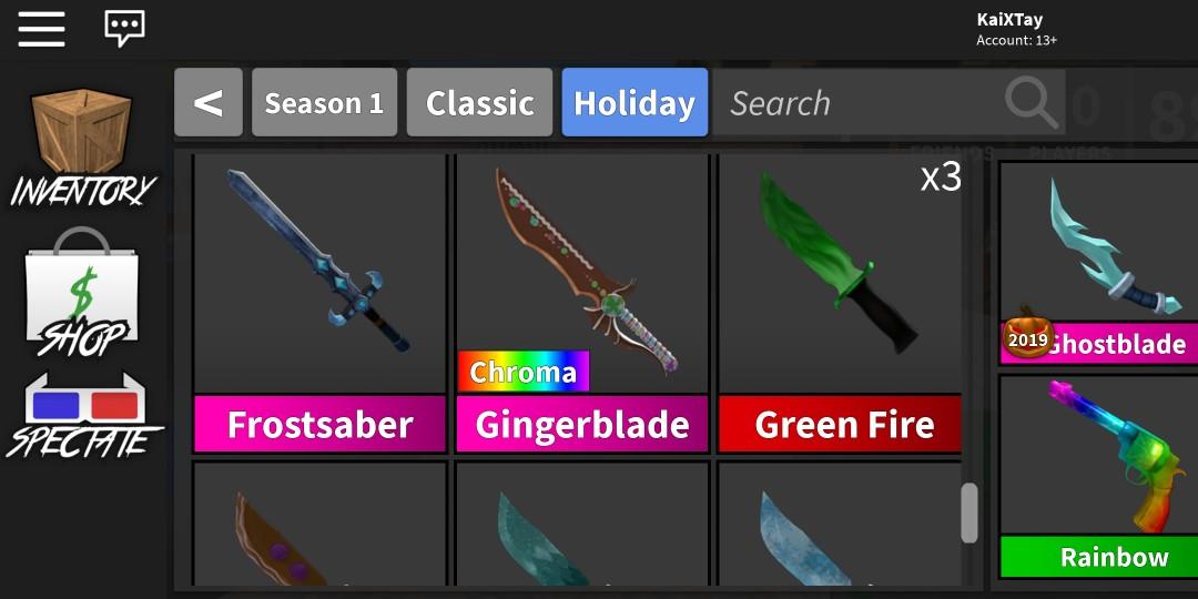 Mm2 Roblox Chroma Ginger Blade Toys Games Video Gaming In Game Products On Carousell - roblox murder mystery 2 ginger luger chroma gingerblade