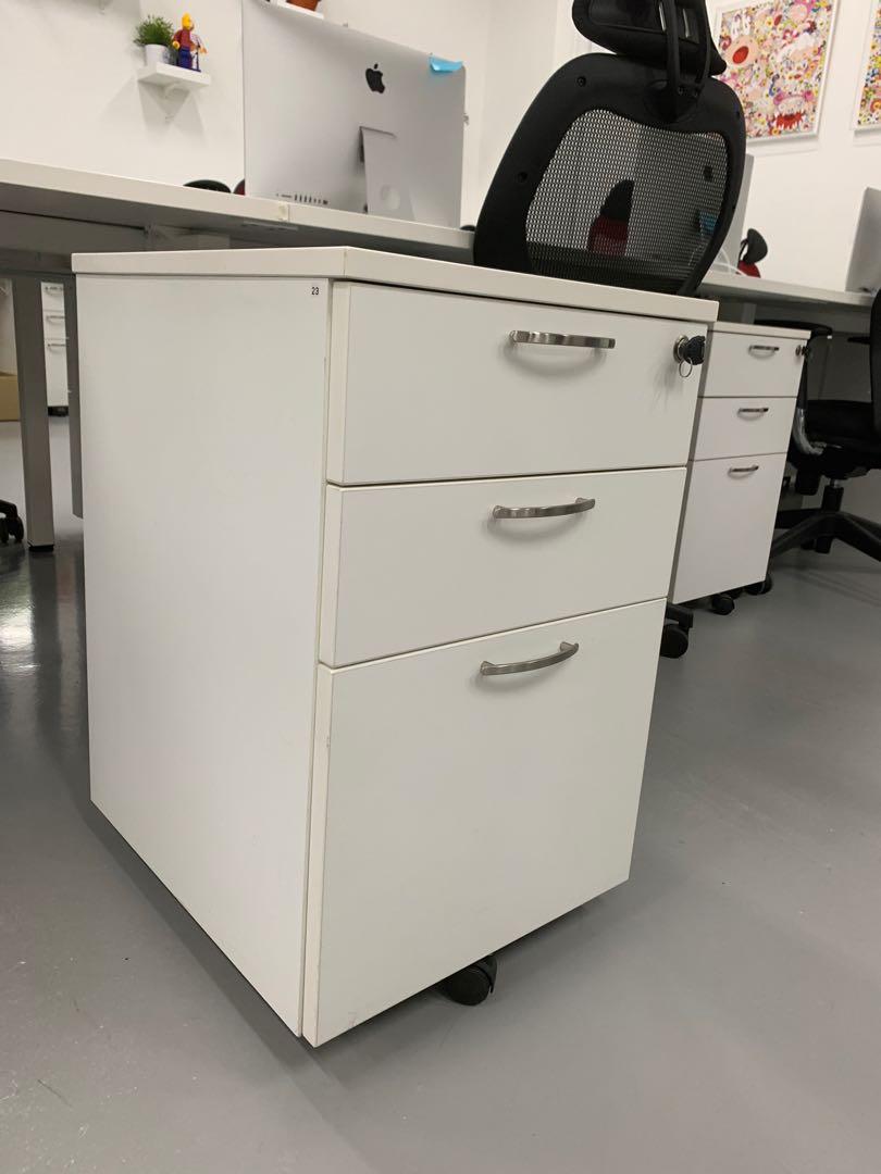 Office furnitures table, chair and pedestal, Furniture & Home Living