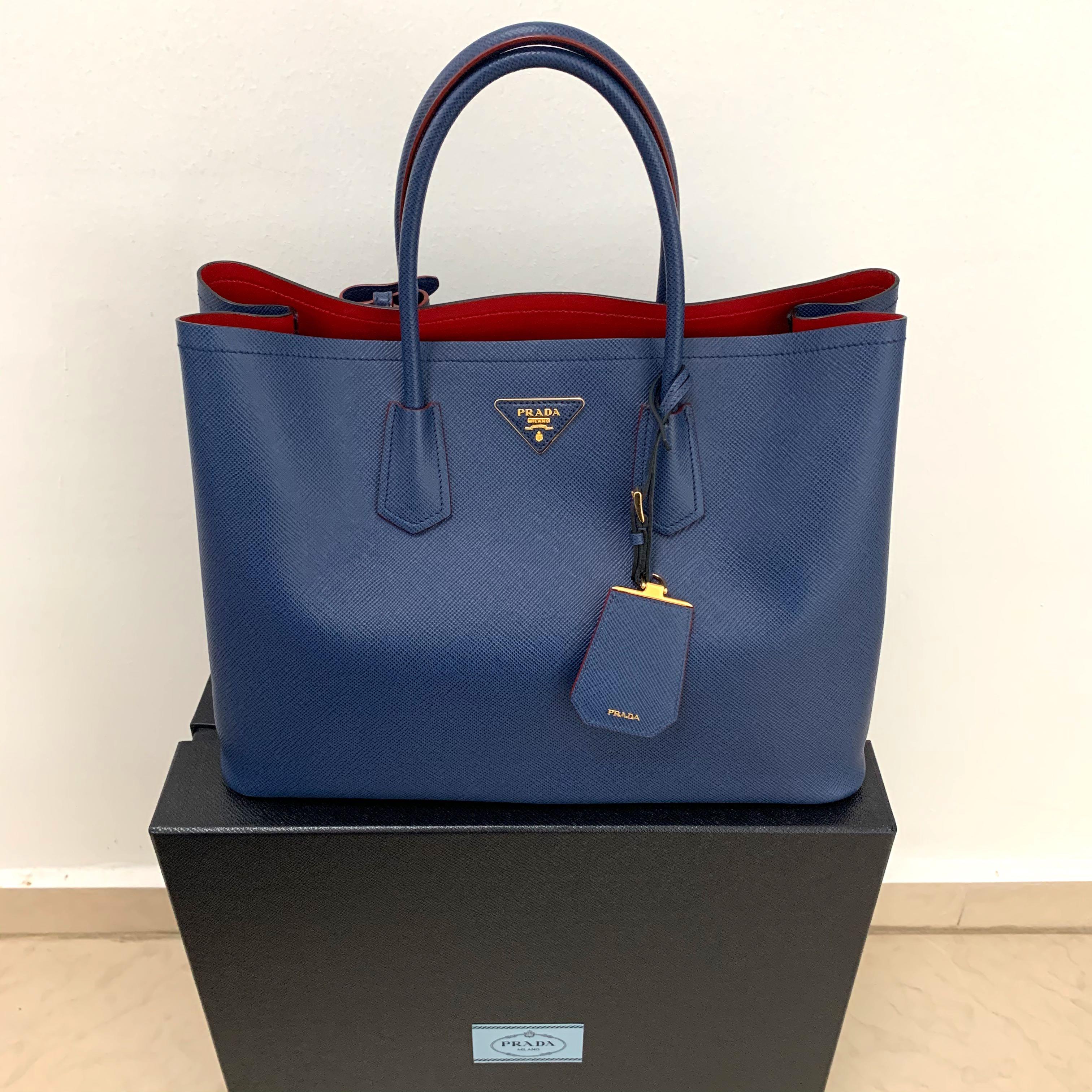 Prada blue Saffiano, Luxury, Bags & Wallets on Carousell