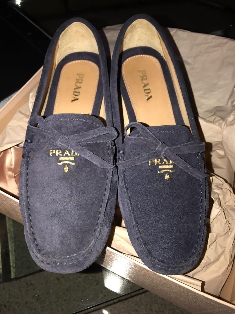 prada suede loafers womens