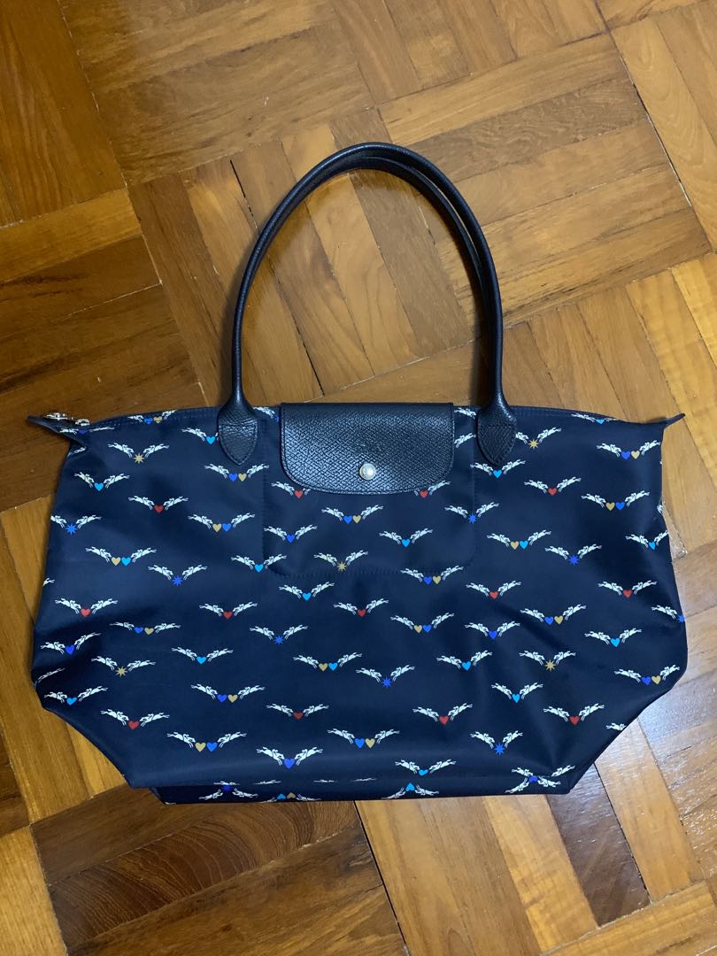Preowned Longchamp Authentic Longchamp Le Pliage Chevaux Ailes Shoulder Tote Bag
